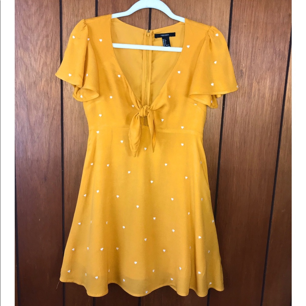 Mustard Yellow Tie-Front Dress